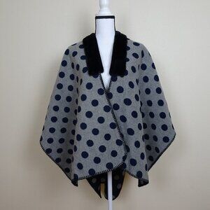 Loft Ann Taylor Poncho Kimono Wrap Open Front Cardigan Polka Dot